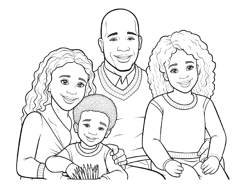 Coloriage - Black Family