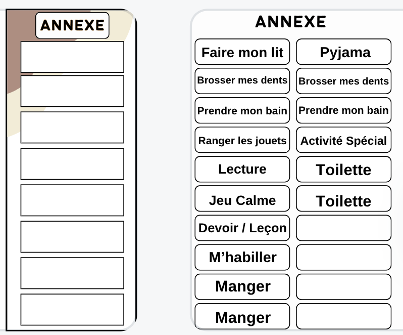 Routine Matin et Soir (à cocher)