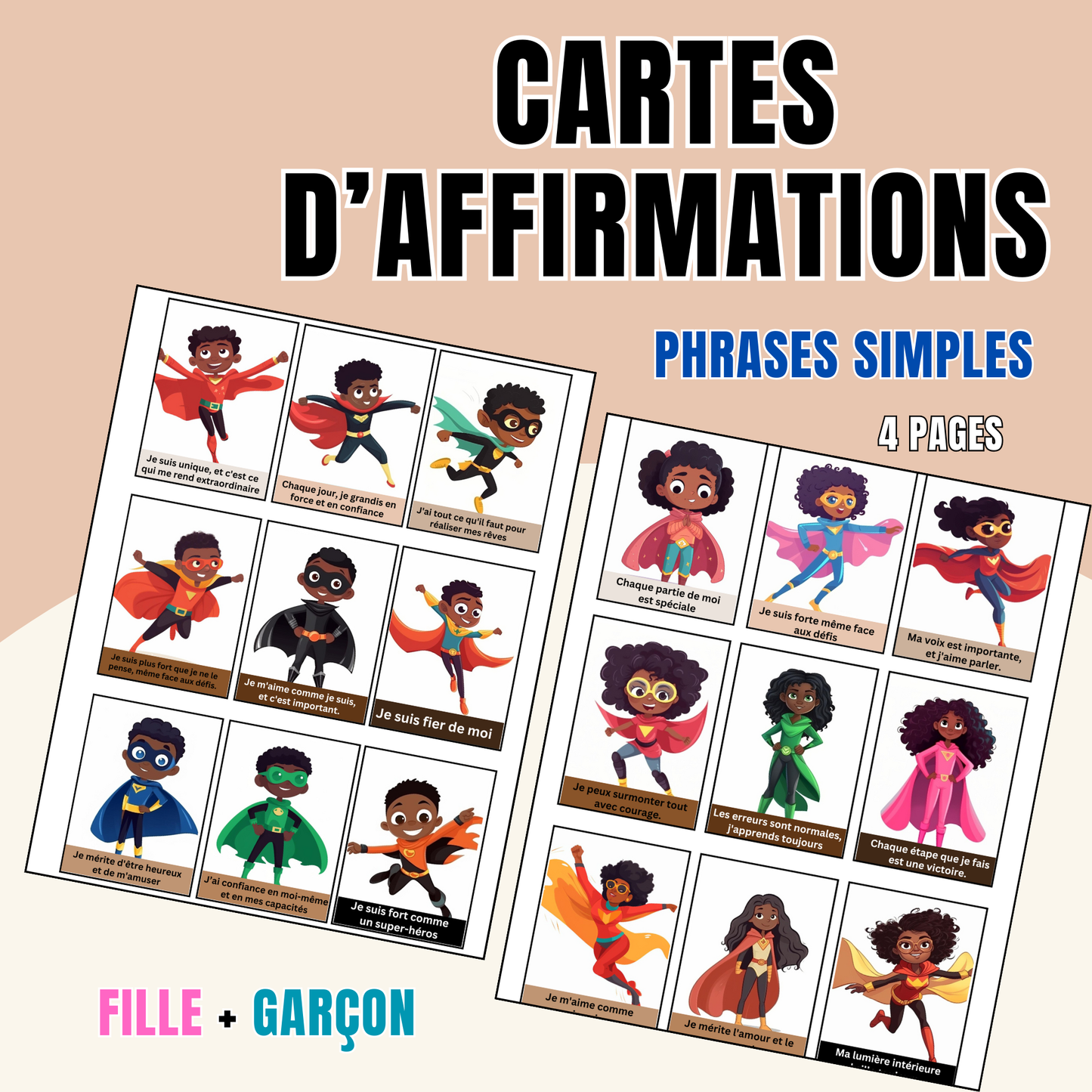 Cartes d'Affirmations Positives - Simples